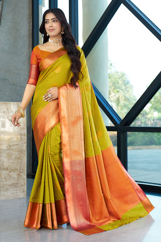 Shradha - Mustard Gold Kanchi Border Silk Saree