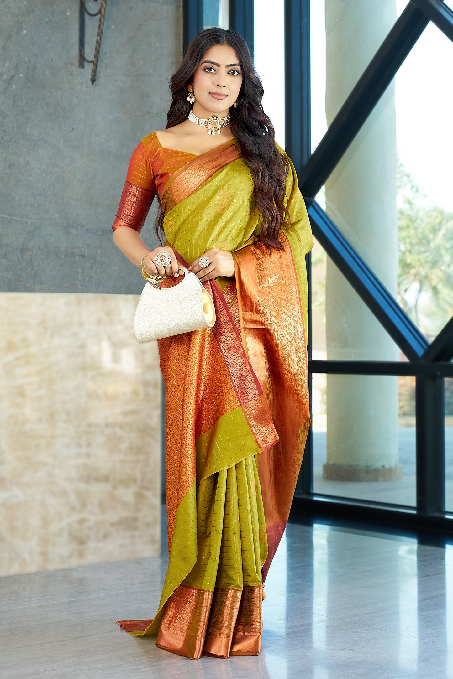 Shradha - Mustard Gold Kanchi Border Silk Saree