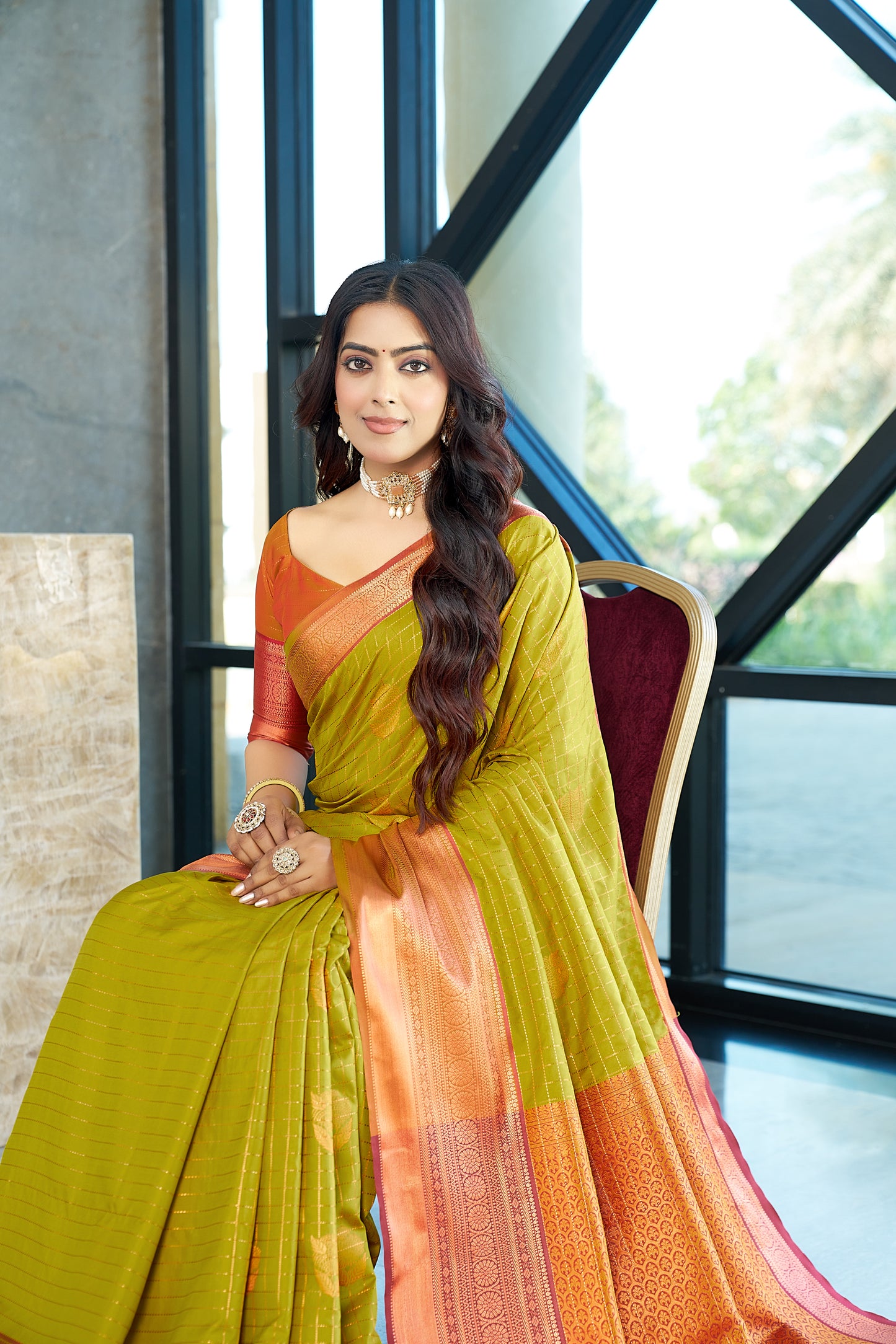 Shradha - Mustard Gold Kanchi Border Silk Saree