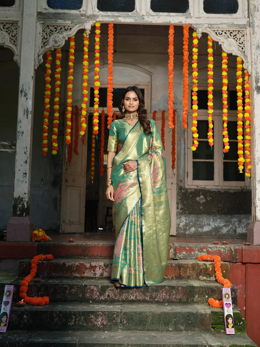 Soft Tissue Green Silk Saree