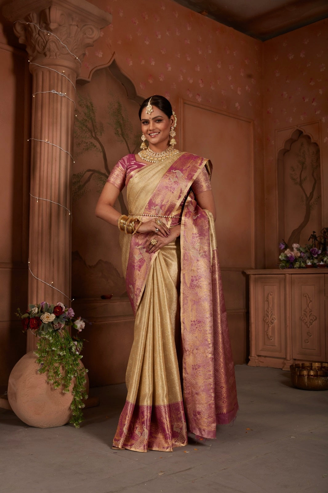 Gold Soft Tissue Silk Saree