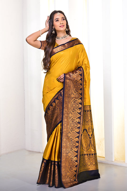 Silky Gold Kanchi Gadwal Silk Saree
