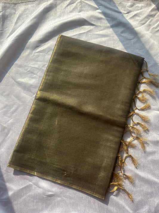 Olive gold fancy Tissue Saree