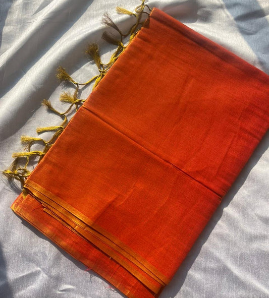 Orange fancy Silk Tissue Saree