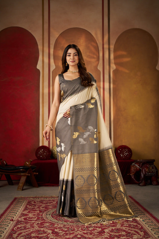 Ivory Soft Silk Saree
