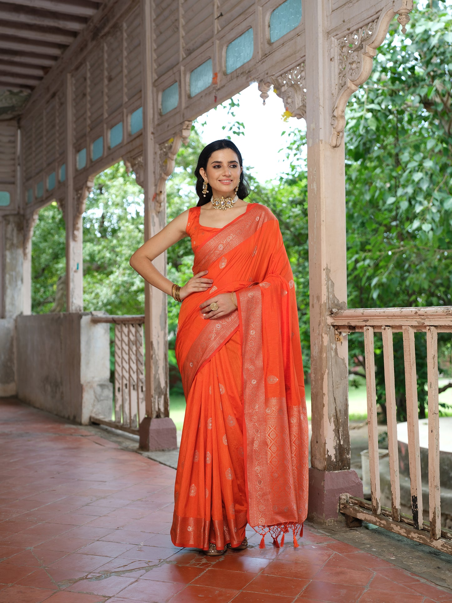 Soft Silk Orange Saree