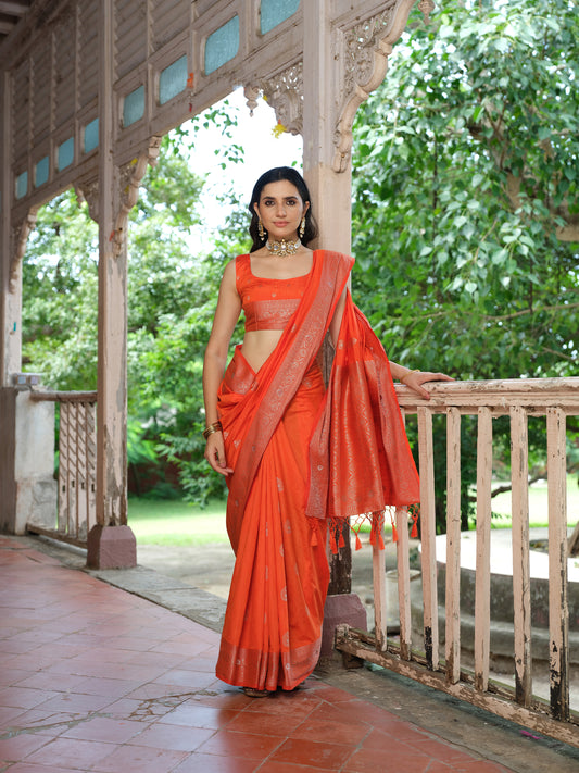 Soft Silk Orange Saree
