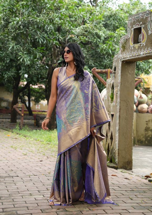 Lavender Soft Tissue Silk Saree
