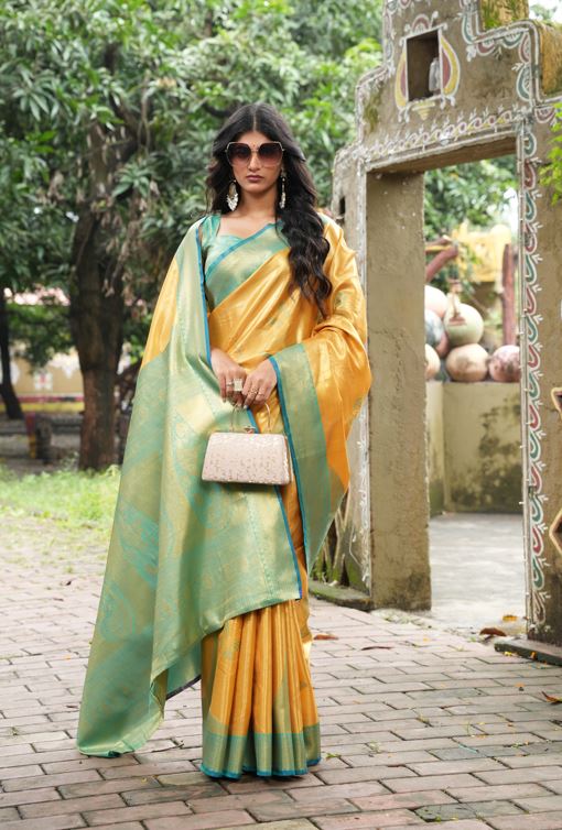 Golden Yellow Soft Tissue Silk Saree